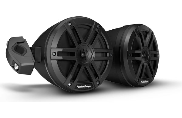 Rockford Fosgate M0WL-65MB Element Ready Marine Grade 6.5" 2-way Motorsports Can Speakers 65 Watts RMS / 250 Watts Peak with Sport Grilles, Mounting Hardware - Black (Pair)