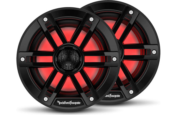 Rockford Fosgate M1-6B Color Optix 6 2-Way Coaxial Multicolor LED Lighted Marine Speakers - Black (Pair)