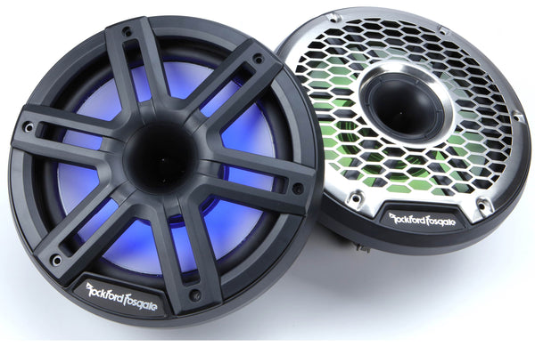 Rockford Fosgate M2 8" Marine Speakers with Horn Tweeters - Black with RGB LEDs