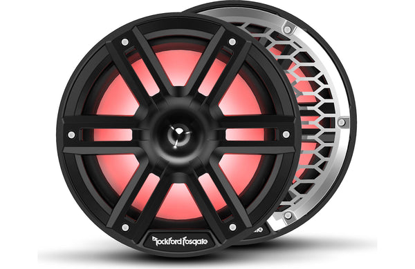 Rockford Fosgate M2 8" Marine Speakers with Horn Tweeters - Black with RGB LEDs