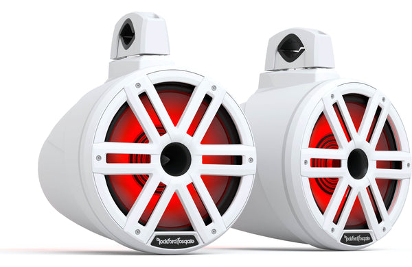 Rockford Fosgate M2WL-10H Color Optix 10" Multicolor LED Lighted Marine Grade Horn Loaded Speakers in Wake Tower Enclosures - White (Pair)
