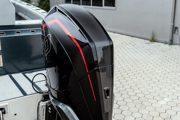 Koshi Marine Carbon Fiber Accent Panel (Mohawk) Kit for Mercury V8 Outboard