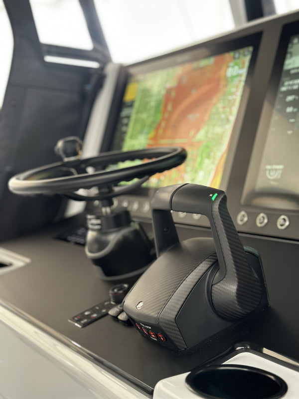 Carbon fiber accent overlays for Mercury Next Gen DTS Multi-Engine Control Throttle Cover