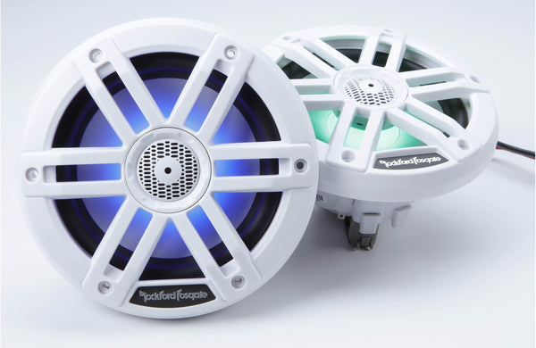 Rockford Fosgate M1-6 Color Optix 6 2-Way Coaxial Multicolor LED Lighted Marine Speakers - White (Pair)