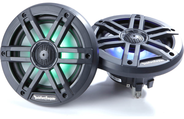 Rockford Fosgate M1-6B Color Optix 6 2-Way Coaxial Multicolor LED Lighted Marine Speakers - Black (Pair)