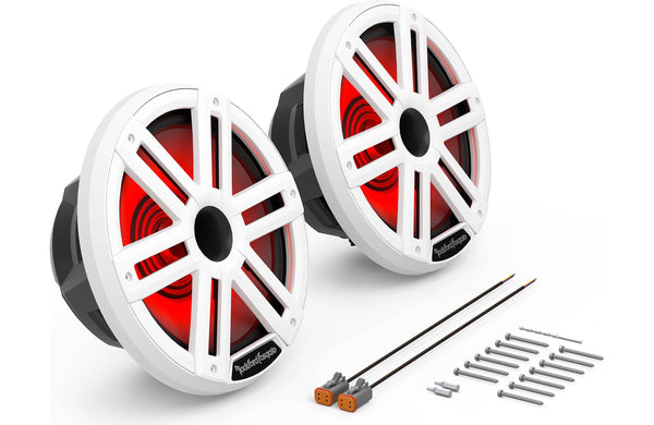 Rockford Fosgate M2-10H Color Optix Multicolor LED Lighted 10" Marine Grade Coaxial Speakers with Horn Tweeter - White (Pair)