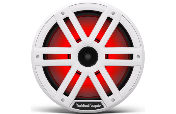 Rockford Fosgate M2-10H Color Optix Multicolor LED Lighted 10" Marine Grade Coaxial Speakers with Horn Tweeter - White (Pair)