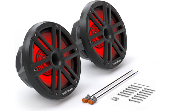 Rockford Fosgate M2-10HB Color Optix  Multicolor LED Lighted 10" Marine Grade Coaxial Speakers with Horn Tweeter - Black (Pair)