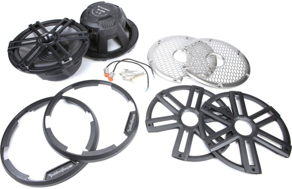 Rockford Fosgate M2-10HB Color Optix  Multicolor LED Lighted 10" Marine Grade Coaxial Speakers with Horn Tweeter - Black (Pair)