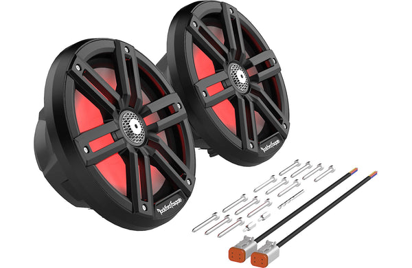 Rockford Fosgate M2 8" Marine Speakers - Black with RGB LEDs