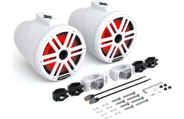Rockford Fosgate M2WL-10H Color Optix 10" Multicolor LED Lighted Marine Grade Horn Loaded Speakers in Wake Tower Enclosures - White (Pair)