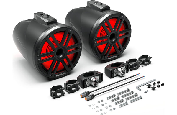 Rockford Fosgate M2WL-10HB Color Optix 10"Multicolor LED  Lighted Marine Grade Horn Loaded Speakers in Wake Tower Enclosures -  Black (Pair)
