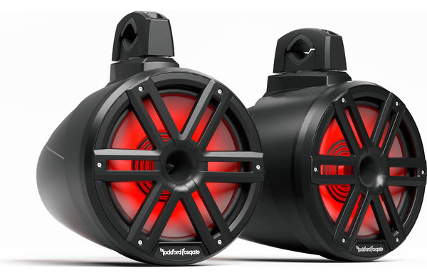 Rockford Fosgate M2WL-10HB Color Optix 10"Multicolor LED  Lighted Marine Grade Horn Loaded Speakers in Wake Tower Enclosures -  Black (Pair)