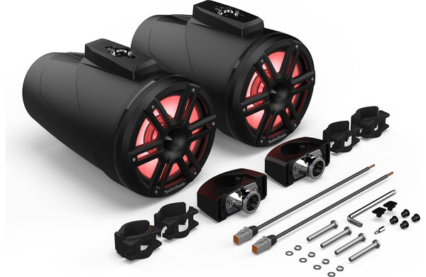 Rockford Fosgate M2WL-8H 8" M2 Horn Tweeter Tower Speakers with RGB LEDs & Clamps White